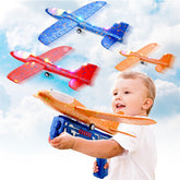 YCFUN 3 Pack Airplane Launcher Toy, Foam Glider LED Catapult Plane, 2 Flight Modes, Outdoor Sport Flying Toys For Kids